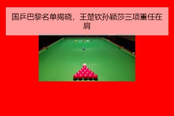 国乒巴黎名单揭晓，王楚钦孙颖莎三项重任在肩